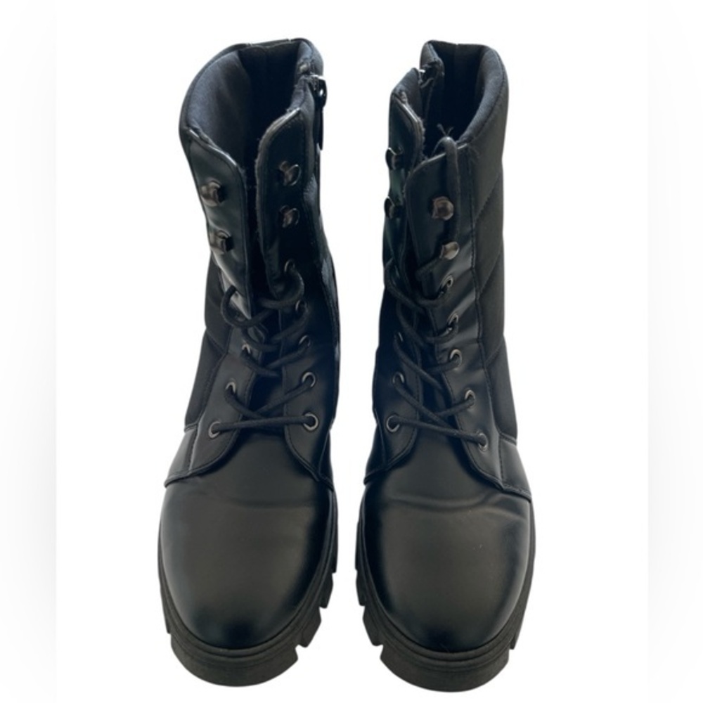 Black Leather Combat Boots